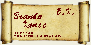 Branko Kanić vizit kartica